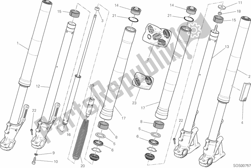 Toutes les pièces pour le Fourche Avant du Ducati Scrambler Urban Enduro Thailand USA 803 2017